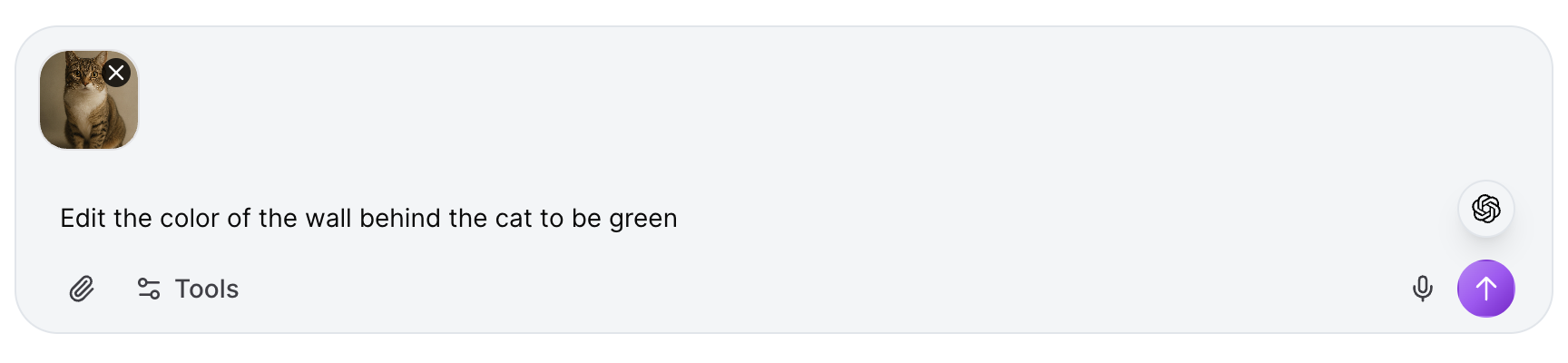 Artifact interface showing image editing with cat in the input