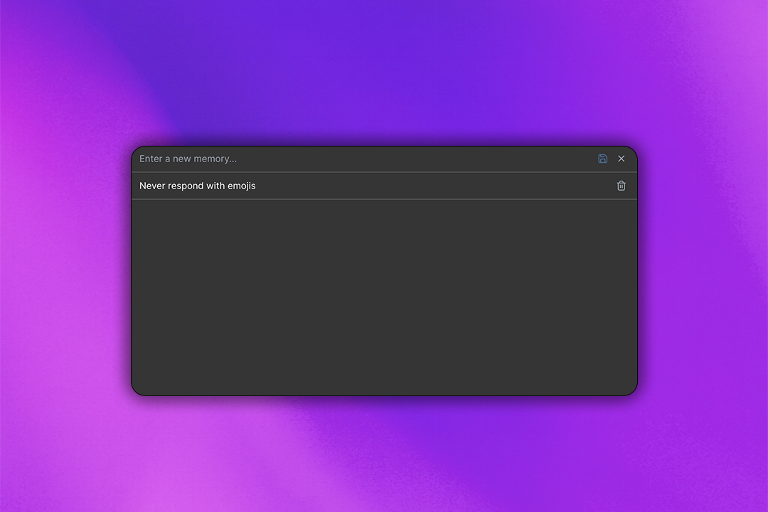 Artifact Memory settings showing personalization and chat history options
